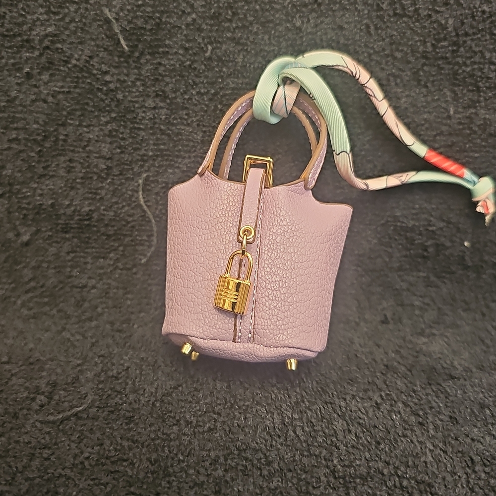 Unbranded Lavender Mini Tote Bag Charm with Gold Accents